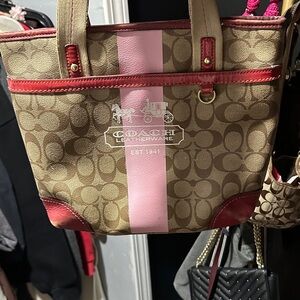Coach Brown and Pink Canvas Tote
